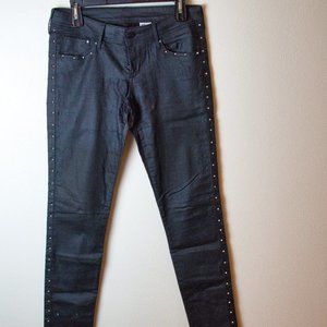 Black H&M Rocker Pants with Silver Side Studs Size 30/32